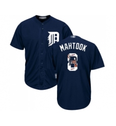 Men's Detroit Tigers #8 Mikie Mahtook Authentic Navy Blue Team Logo Fashion Cool Base Baseball Jersey