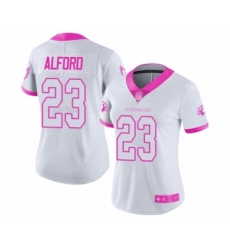 Women's Arizona Cardinals #23 Robert Alford Limited White Pink Rush Fashion Football Jersey