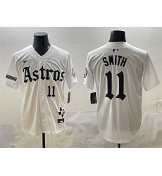 Men's Houston Astros #11 Cam Smith White Gothic 'Houston Born Barrio Raised' Limited Stitched Baseball Jersey