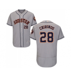Men's Houston Astros #28 Robinson Chirinos Grey Road Flex Base Authentic Collection Baseball Jersey