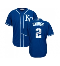 Men's Kansas City Royals #2 Chris Owings Blue Authentic Blue Team Logo Fashion Cool Base Baseball Jersey