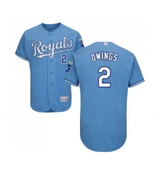 Men's Kansas City Royals #2 Chris Owings Light Blue Alternate Flex Base Authentic Collection Baseball Jersey