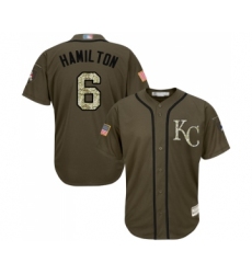 Men's Kansas City Royals #6 Billy Hamilton Authentic Green Salute to Service Baseball Jersey