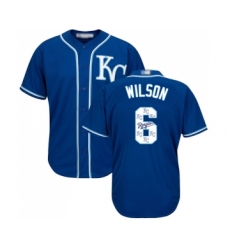 Men's Kansas City Royals #6 Willie Wilson Blue Authentic Blue Team Logo Fashion Cool Base Baseball Jersey