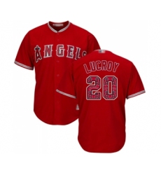 Men's Los Angeles Angels of Anaheim #20 Jonathan Lucroy Authentic Red Team Logo Fashion Cool Base Baseball Jersey
