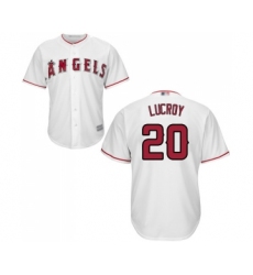 Men's Los Angeles Angels of Anaheim #20 Jonathan Lucroy Replica White Home Cool Base Baseball Jersey