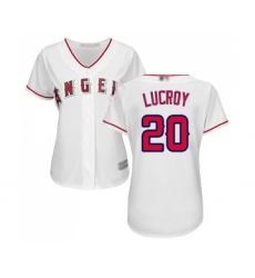 Women's Los Angeles Angels of Anaheim #20 Jonathan Lucroy Replica White Home Cool Base Baseball Jersey