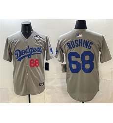 Men's Los Angeles Dodgers #68 Dalton Rushing Gray 2025 World Series Limited Stitched Baseball Jersey