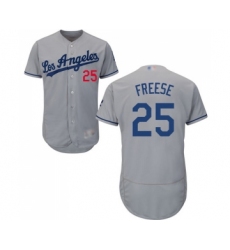 Men's Los Angeles Dodgers #25 David Freese Grey Road Flex Base Authentic Collection Baseball Jersey