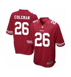 Men's San Francisco 49ers #26 Tevin Coleman Game Red Team Color Football Jersey