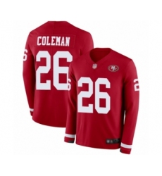 Men's San Francisco 49ers #26 Tevin Coleman Limited Red Therma Long Sleeve Football Jersey