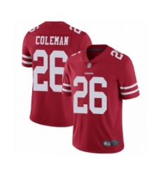 Men's San Francisco 49ers #26 Tevin Coleman Red Team Color Vapor Untouchable Limited Player Football Jersey