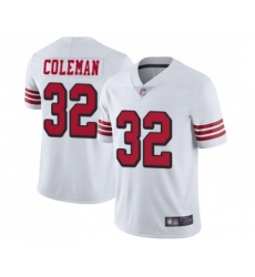 Men's San Francisco 49ers #32 Tevin Coleman Limited White Rush Vapor Untouchable Football Jersey