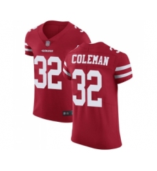 Men's San Francisco 49ers #32 Tevin Coleman Red Team Color Vapor Untouchable Elite Player Football Jersey