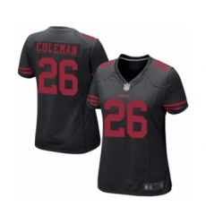 Women's San Francisco 49ers #26 Tevin Coleman Game Black Football Jersey