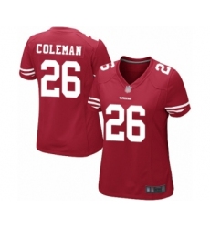 Women's San Francisco 49ers #26 Tevin Coleman Game Red Team Color Football Jersey
