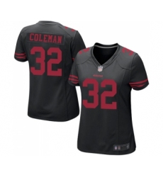 Women's San Francisco 49ers #32 Tevin Coleman Game Black Football Jersey