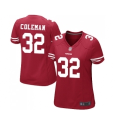 Women's San Francisco 49ers #32 Tevin Coleman Game Red Team Color Football Jersey