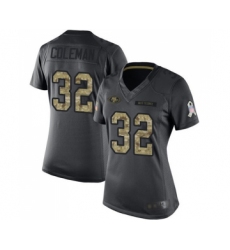 Women's San Francisco 49ers #32 Tevin Coleman Limited Black 2016 Salute to Service Football Jersey