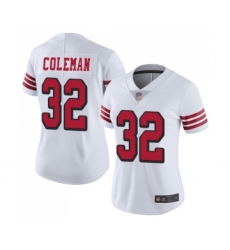 Women's San Francisco 49ers #32 Tevin Coleman Limited White Rush Vapor Untouchable Football Jersey