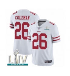 Youth San Francisco 49ers #26 Tevin Coleman White Vapor Untouchable Limited Player Super Bowl LIV Bound Football Jersey