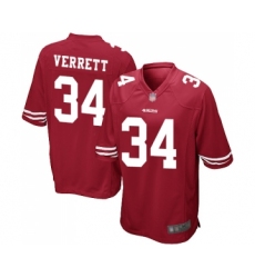 Men's San Francisco 49ers #34 Jason Verrett Game Red Team Color Football Jersey