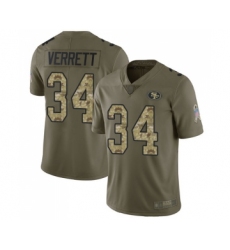 Men's San Francisco 49ers #34 Jason Verrett Limited Olive Camo 2017 Salute to Service Football Jersey