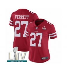 Women's San Francisco 49ers #27 Jason Verrett Red Team Color Vapor Untouchable Limited Player Super Bowl LIV Bound Football Jersey