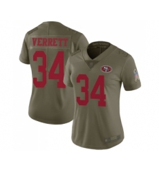 Women's San Francisco 49ers #34 Jason Verrett Limited Olive 2017 Salute to Service Football Jersey