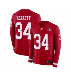 Youth San Francisco 49ers #34 Jason Verrett Limited Red Therma Long Sleeve Football Jersey