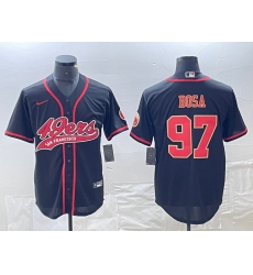 Men's San Francisco 49ers #97 Nick Bosa Black Red With Cool Base Stitched Baseball Jersey