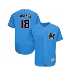 Men's Miami Marlins #18 Neil Walker Blue Alternate Flex Base Authentic Collection Baseball Jersey