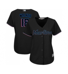 Women's Miami Marlins #18 Neil Walker Replica Black Alternate 2 Cool Base Baseball Jersey
