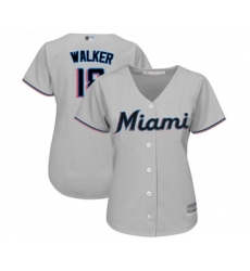 Women's Miami Marlins #18 Neil Walker Replica Grey Road Cool Base Baseball Jersey