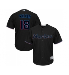 Youth Miami Marlins #18 Neil Walker Replica Black Alternate 2 Cool Base Baseball Jersey