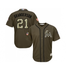 Men's Miami Marlins #21 Curtis Granderson Authentic Green Salute to Service Baseball Jersey
