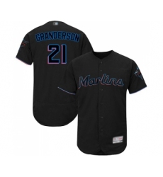 Men's Miami Marlins #21 Curtis Granderson Black Alternate Flex Base Authentic Collection Baseball Jersey