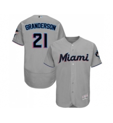 Men's Miami Marlins #21 Curtis Granderson Grey Road Flex Base Authentic Collection Baseball Jersey
