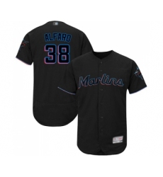 Men's Miami Marlins #38 Jorge Alfaro Black Alternate Flex Base Authentic Collection Baseball Jersey