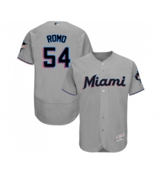 Men's Miami Marlins #54 Sergio Romo Grey Road Flex Base Authentic Collection Baseball Jersey