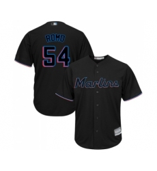 Men's Miami Marlins #54 Sergio Romo Replica Black Alternate 2 Cool Base Baseball Jersey