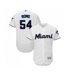 Men's Miami Marlins #54 Sergio Romo White Home Flex Base Authentic Collection Baseball Jersey