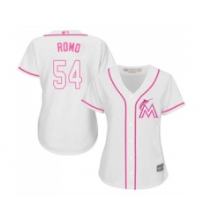 Women's Miami Marlins #54 Sergio Romo Replica White Fashion Cool Base Baseball Jersey