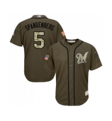 Men's Milwaukee Brewers #5 Cory Spangenberg Authentic Green Salute to Service Baseball Jersey