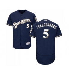 Men's Milwaukee Brewers #5 Cory Spangenberg Navy Blue Alternate Flex Base Authentic Collection Baseball Jersey