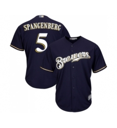 Men's Milwaukee Brewers #5 Cory Spangenberg Replica Navy Blue Alternate Cool Base Baseball Jersey