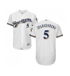 Men's Milwaukee Brewers #5 Cory Spangenberg White Alternate Flex Base Authentic Collection Baseball Jersey