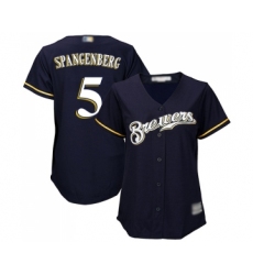 Women's Milwaukee Brewers #5 Cory Spangenberg Replica Navy Blue Alternate Cool Base Baseball Jersey