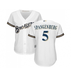 Women's Milwaukee Brewers #5 Cory Spangenberg Replica White Alternate Cool Base Baseball Jersey