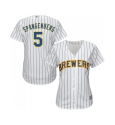 Women's Milwaukee Brewers #5 Cory Spangenberg Replica White Home Cool Base Baseball Jersey